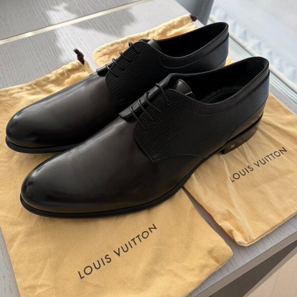 Louis Vuitton Two Tone Leather And Black Epi Leather Lace Up Derby Size 10 main image 4